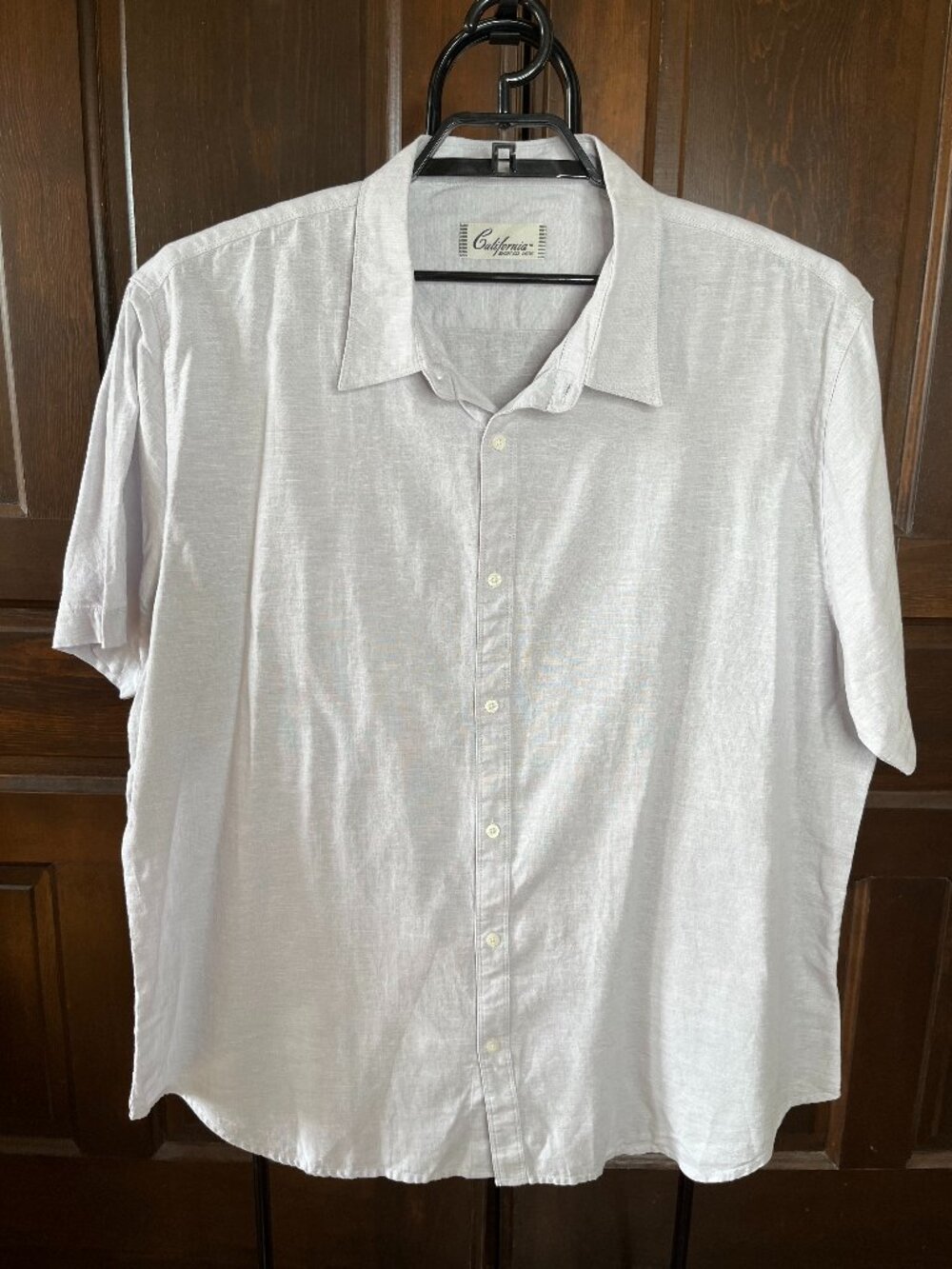 California Shirt Co 1976 Men's XXL Lt Gray Linen Blend Camp Shirt Short Sleeve